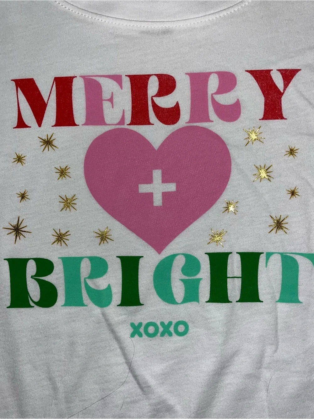 Prince Peter White Short Sleeve Top Merry Bright Pink Green Girls NWT XL Boxy